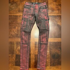 Red And Black Stacked Valabasas Mens Women’s Jeans Pants 28